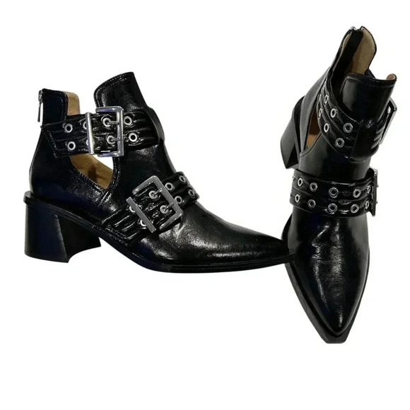 Steve Madden Grazia Pointed Toe Moto Bootie Black Size 10 - Picture 3 of 14